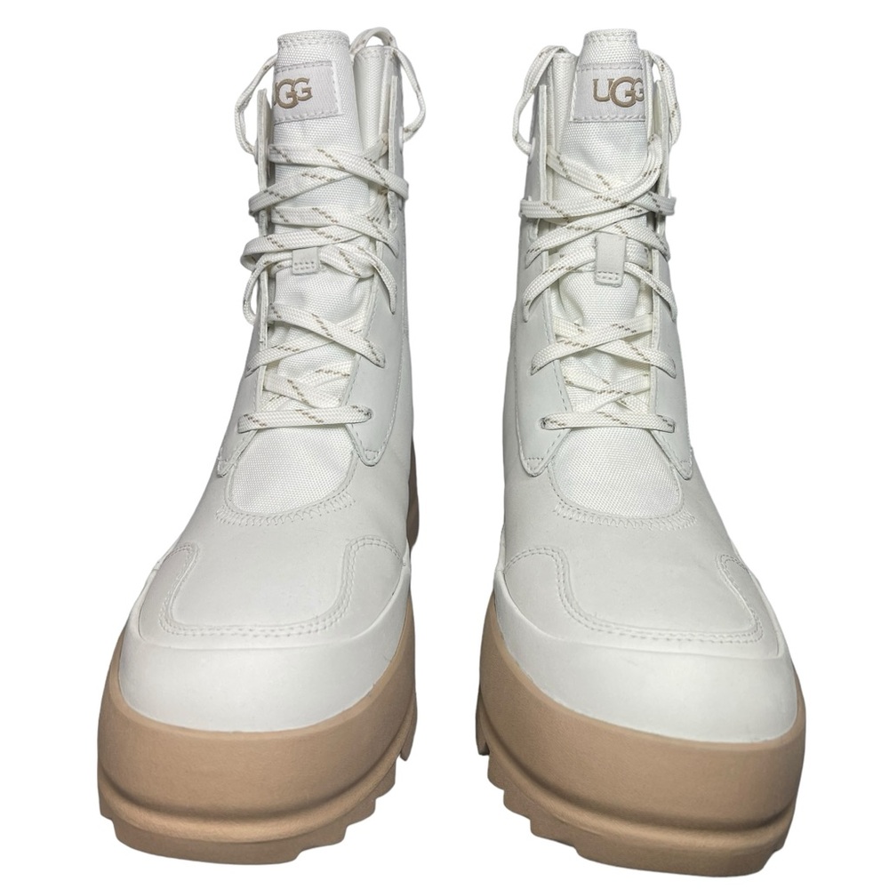 ⚡️SOLD⚡️Ugg The Lug Boots Leather Canvas Combat Waterproof Bright White - Picture 2 of 16